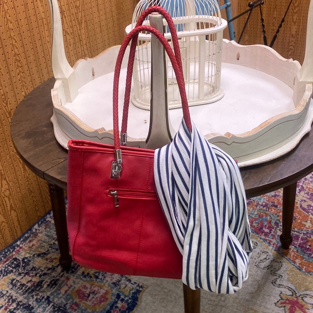 Genuine red leather bag